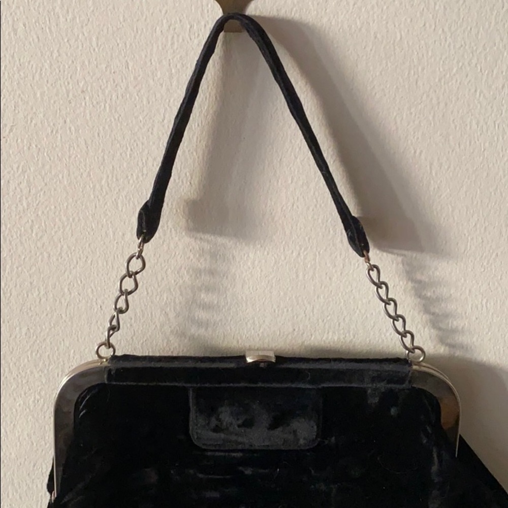 Vintage 1950s Black Velvet Hobo with Coin Purse - Picture 2 of 7